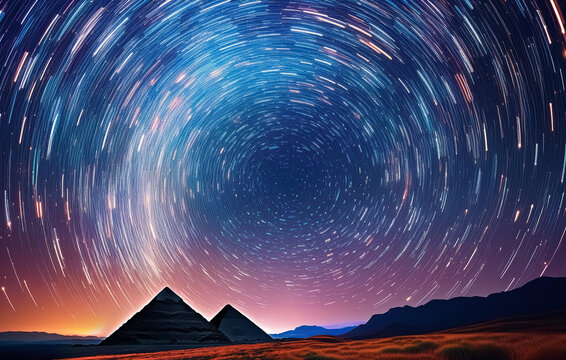 Rotierender Sternenhimmel &uuml;ber den Bergen