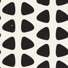 Black and White Tire Print Seamless Pattern with Grunge Texture. Hand drawn monochrome background with simple abstract geometric shapes. Repeat vector illustration.