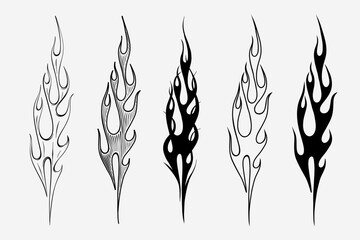 Outline Flame Set Hand Drawn Vector Image