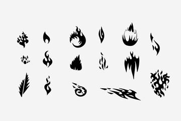 Outline Flame Set Hand Drawn Vector Image