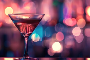 a glass of liquid in a martini glass