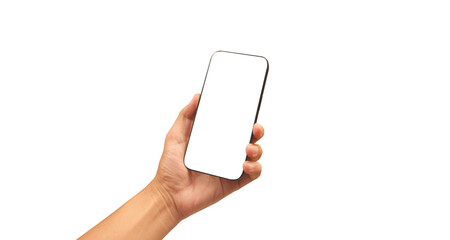 Man hand holding smartphone device and touching screen