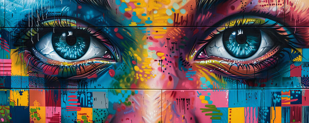 A vibrant street art mural, its bold colors and powerful message transforming an urban wall into a work of art, reflecting contemporary social and cultural issues.