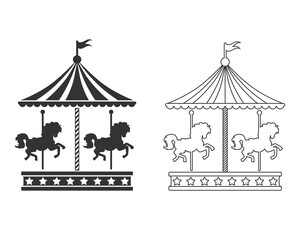 Merry go round horse ride line icon. Simple illustration of merry go round horse ride icon flat style sign vector