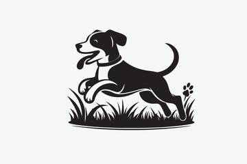 vector, isolated black silhouette of a dog, collection