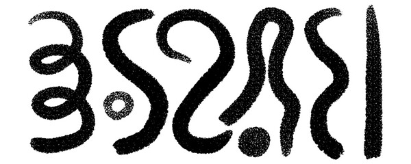 Abstract Crayon pencil texture bold squiggles vector set