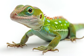 Obraz premium Close up of geen anole on white background