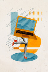 Vertical photo collage of female sexy legs dance wear heels instead body macbook costume new model...