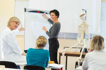 anatomy teacher and her students in class