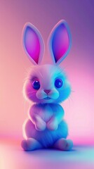 Fototapeta premium A cute little bunny sitting on the ground