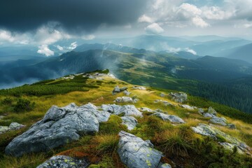 Stunning babia gora mountain landscape in poland, high quality image showcasing natural beauty