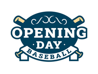 Opening day, baseball logo, emblem.