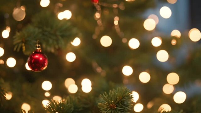 Christmas light decorations on the pine tree