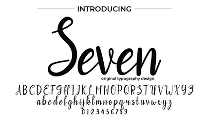 Seven Font Stylish brush painted an uppercase vector letters, alphabet, typeface