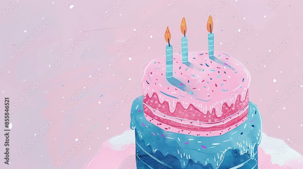 Canvas Prints A birthday cake with two candles on top of it