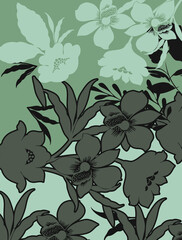 abstract floral print design on plain base 