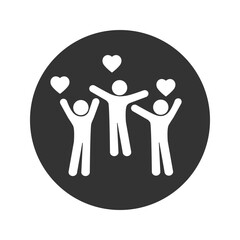 Community voluntary group icon, charity work, people welfare, web symbols on white background - editable stroke vector illustration