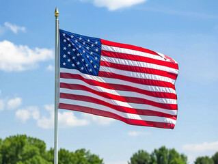 Obraz premium american flag on sky
