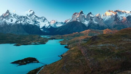 Torres del Paine National Park at sunset, Chile