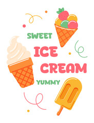 ice cream banner. vector illustration. summer