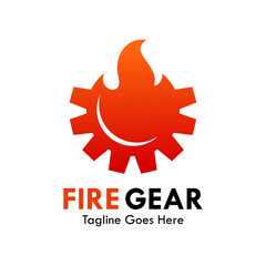 Fire gear design logo template illustration