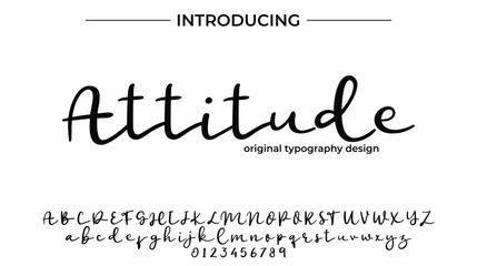 Attitude Font Stylish brush painted an uppercase vector letters, alphabet, typeface