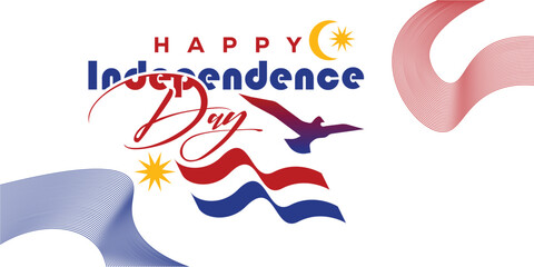 Obraz premium Happy independence day banner logo design. Abstract independence day vector illustration