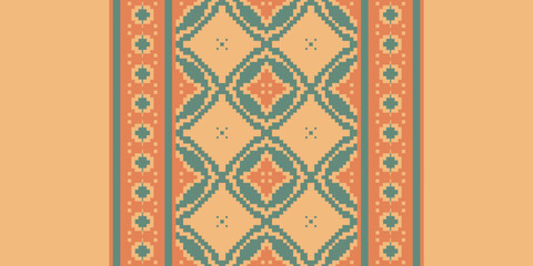 Obraz premium Native American Ethnic style abstract Navajo geometric tribal vector seamless pattern background.