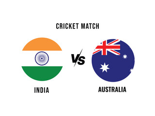 India VS Australia, Cricket Match concept with creative illustration of participant countries flag isolated with white background. Cricket Match or Head to Head Template INDIA VS Australia.