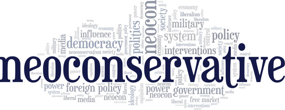 Neoconservative word cloud conceptual design isolated on white background.