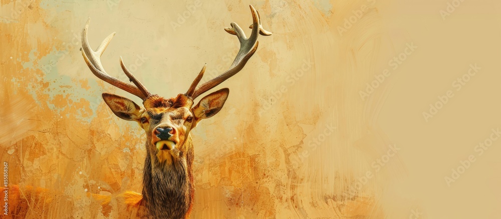 Aufkleber Deer Head Shots. pastel background  Summer  Isolated. with copy space image. Place for adding text or design