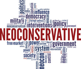 Neoconservative word cloud conceptual design isolated on white background.