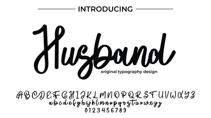 Husband Font Stylish brush painted an uppercase vector letters, alphabet, typeface