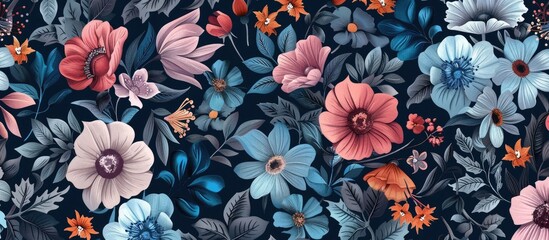High resolution seamless abstract floral pattern for covering textile fabrics, shawls and any surfaces like walls, gift packages. Can be used as a digital background for social media posts, either