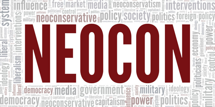 Neocon word cloud conceptual design isolated on white background.