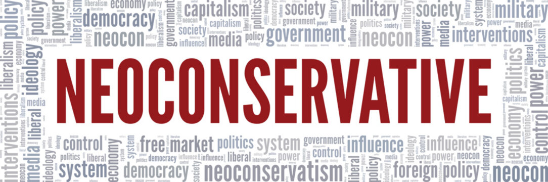 Neoconservative word cloud conceptual design isolated on white background.