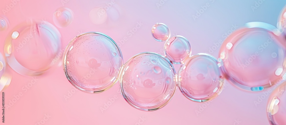 Fototapete Close up to row of air bubble , isolated on pastel background. with copy space image. Place for adding text or design