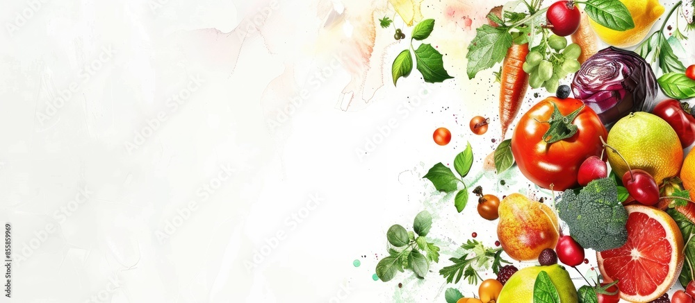 Leinwandbilder organic vegetables and fruits. with copy space image. place for adding text or design