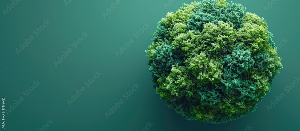 Aufkleber Green world ball covered in trees. Copy space image. Place for adding text or design