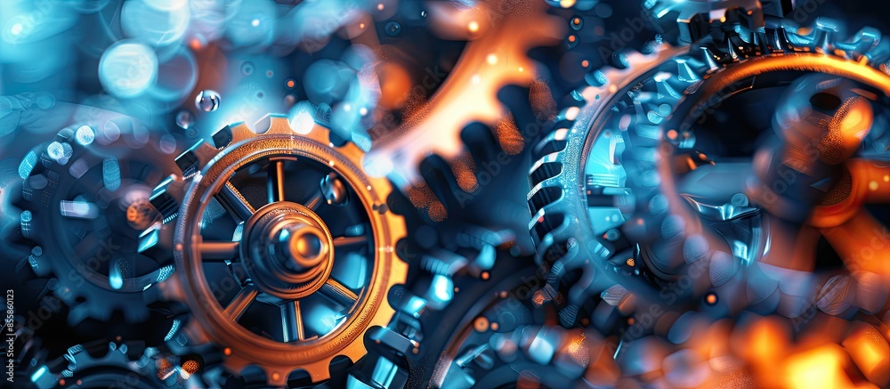Poster Business process automation industrial technology innovation optimisation concept. Copy space image. Place for adding text or design