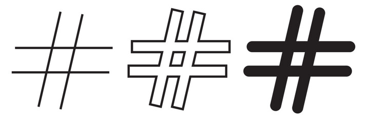 Hashtags icon vector, hashtag sign and symbol isolated on white background, black hashtag icon.vector illustration.