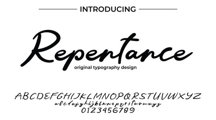 Repentance Font Stylish brush painted an uppercase vector letters, alphabet, typeface
