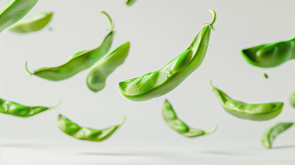 Close-Up Photo of Vibrant Green Beans, Still Life on White Background