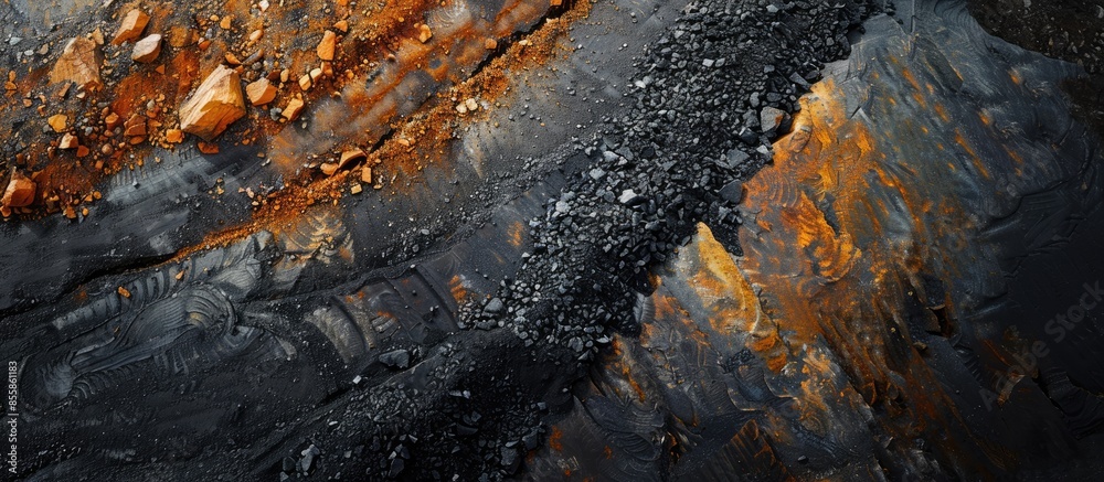 Poster The effects of mining - vertical. Copy space image. Place for adding text or design