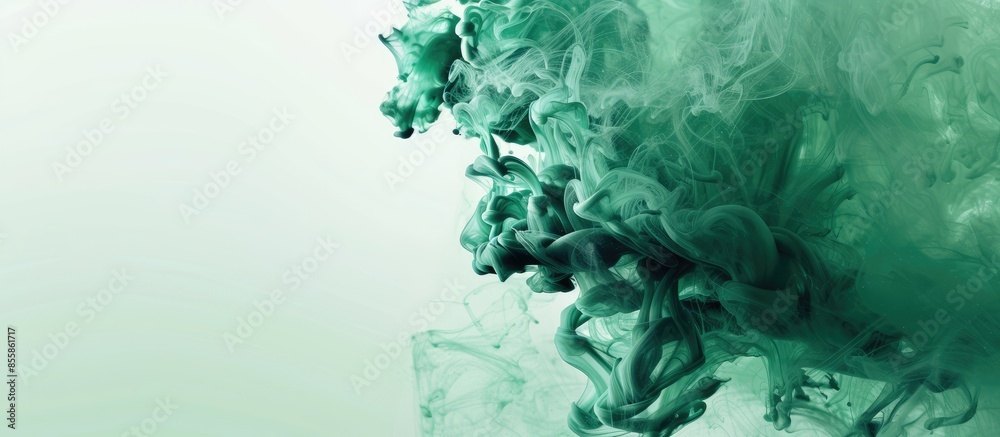 Leinwandbilder abstract paint background color of green ink splash in the water isolated on pastel background. with