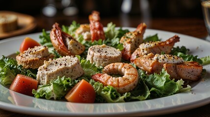 grilled chicken with vegetables salad 