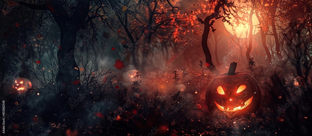 Poster scary horror background, halloween theme. with copy space image. place for adding text or design