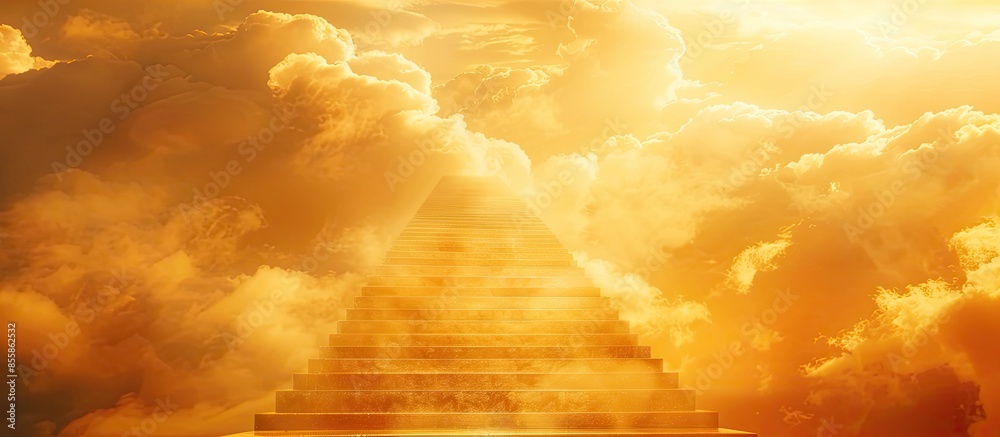 Aufkleber ethereal golden stairway to heaven. copy space image. place for adding text or design