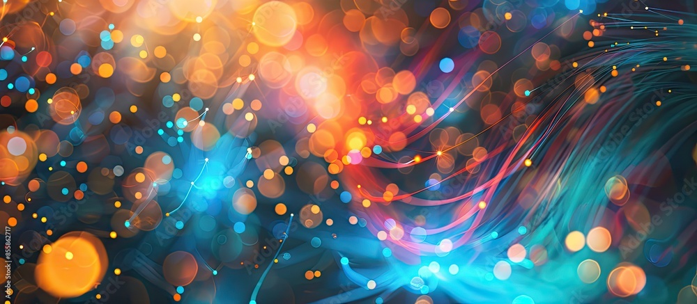 Poster fiber optics network cable lights abstract background. copy space image. place for adding text or de