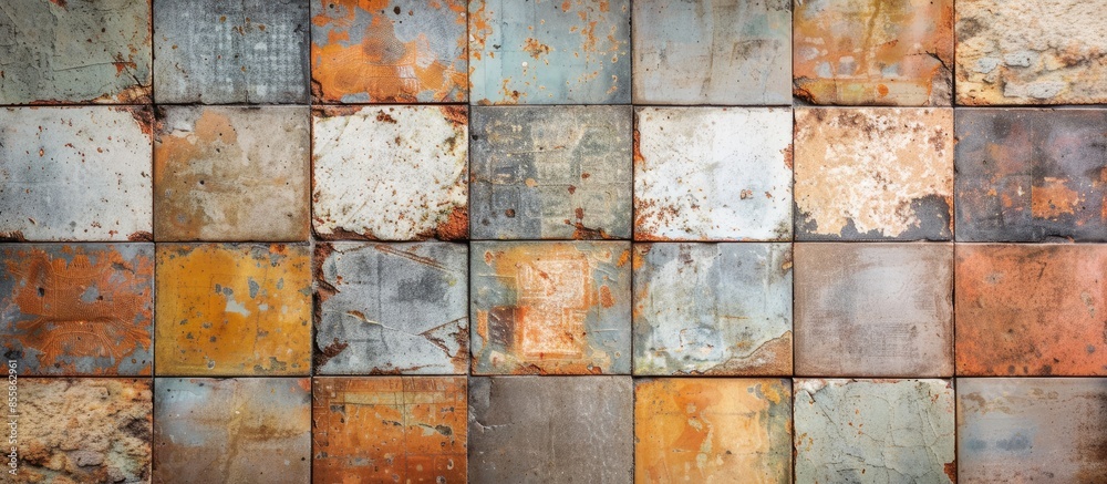 Poster Old tile wall background. with copy space image. Place for adding text or design